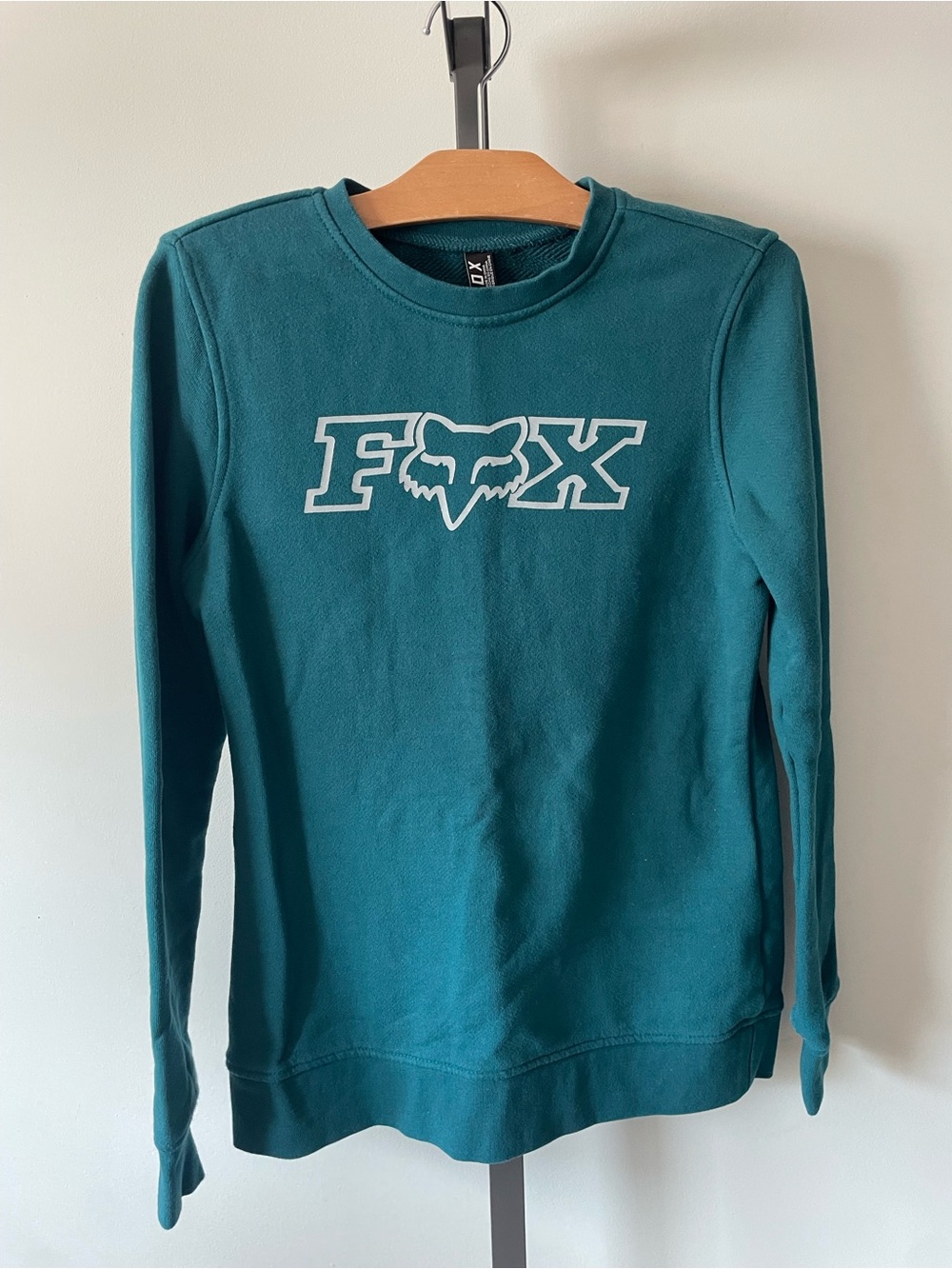Fox Racing Crewneck Sweatshirt Teal 100% Cotton Womens Size Small